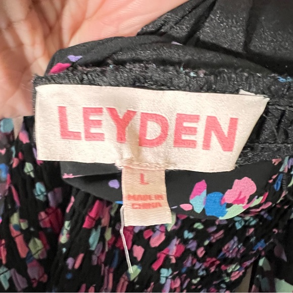 Leyden Printed Long Sleeve Smocked Ruffle Mini Dress - Picture 8 of 8